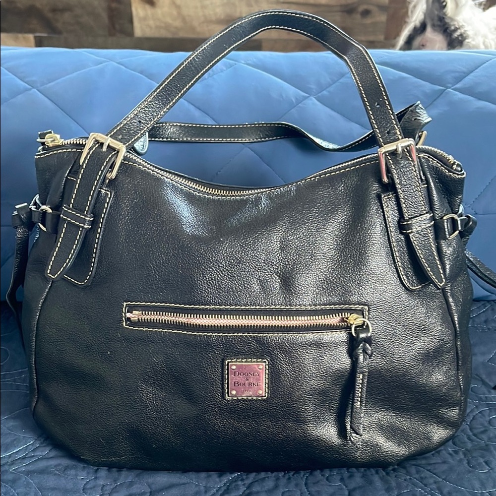 Dooney & Bourke Black Shoulder Bag with Textured Leather